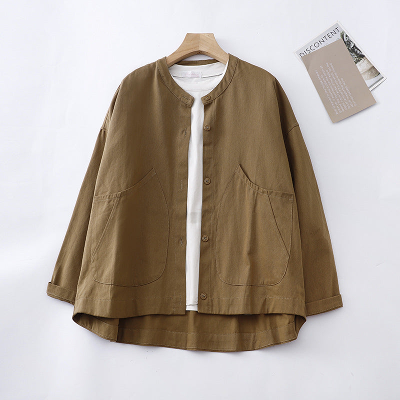 Real shot 2025 autumn new solid color loose large size long-sleeved jacket women's top casual outer cardigan