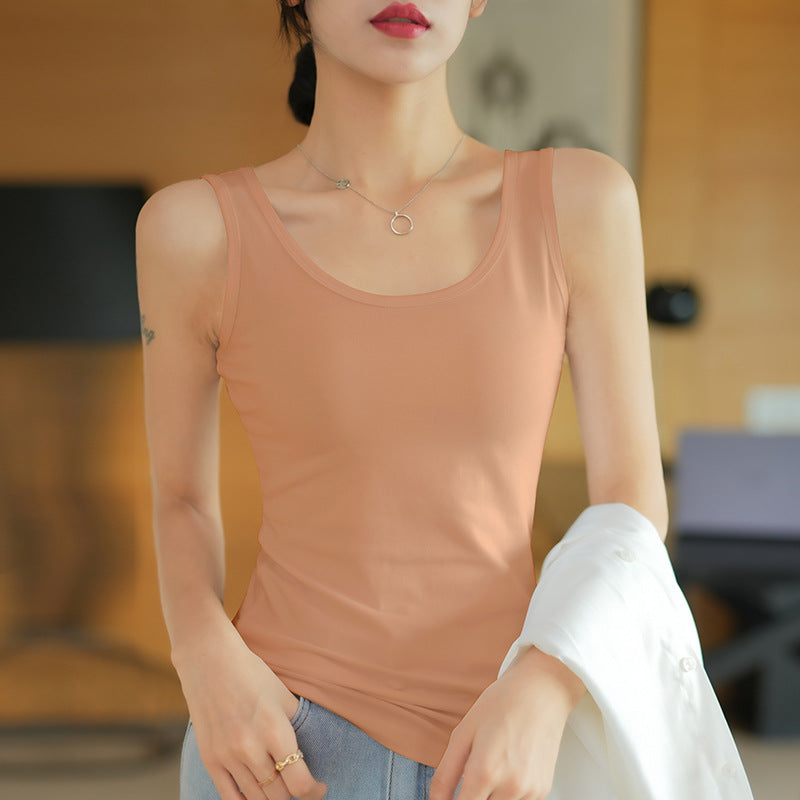 Pure cotton white slim-fitting suspender vest women's 2025 summer new inner sleeveless bottoming shirt, thin and versatile top
