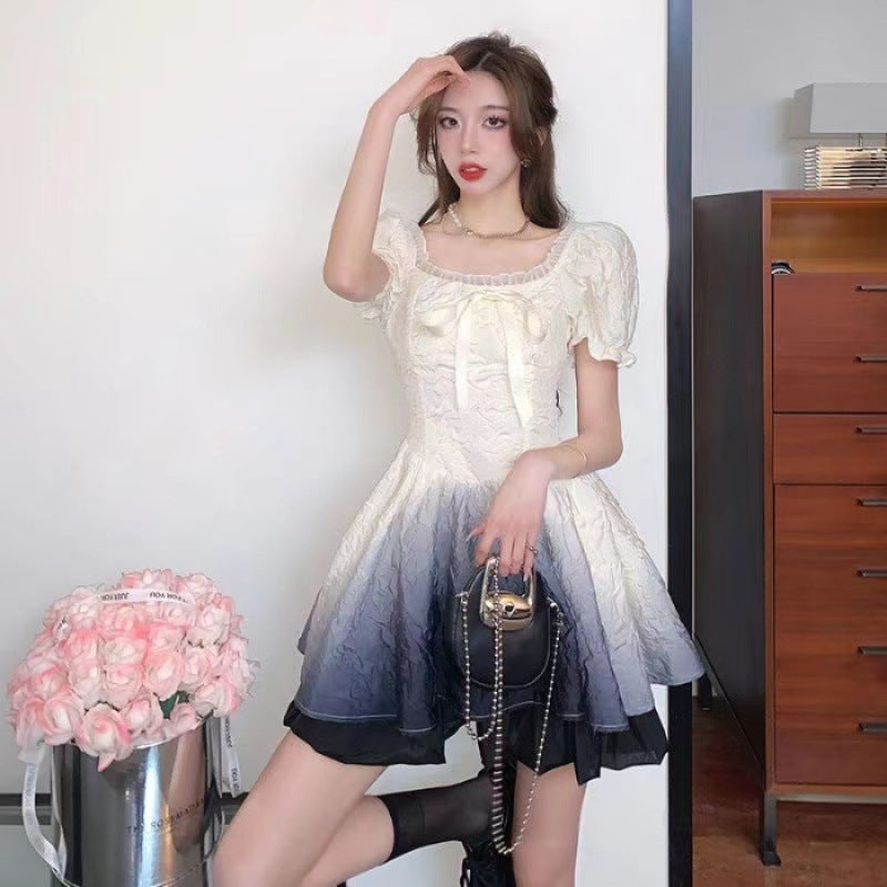 Sweet and gradual change princess puffy dress summer new French small man waist thin pure desire