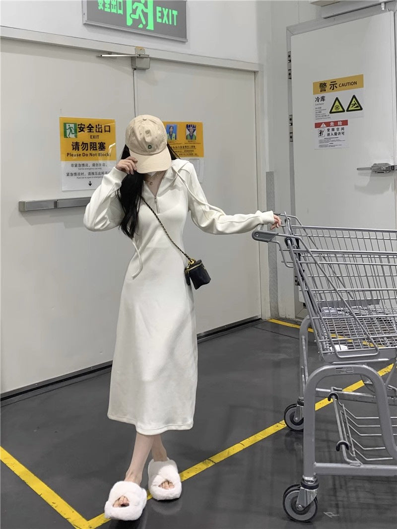 French temperament sweater dress, early autumn 2026 new women's long dress with coat and bottom dress