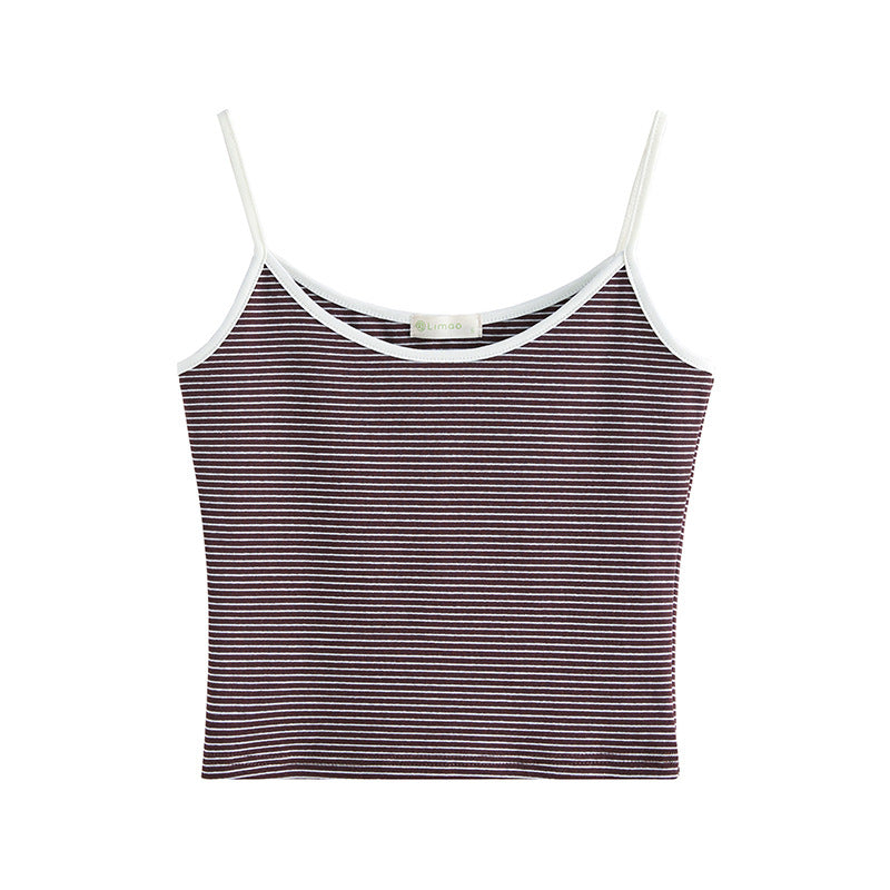 #Zhen quality, no fear of goods ratio, high-count pure cotton #pinstriped sling vest for women's summer high-waisted short sexy outer wear