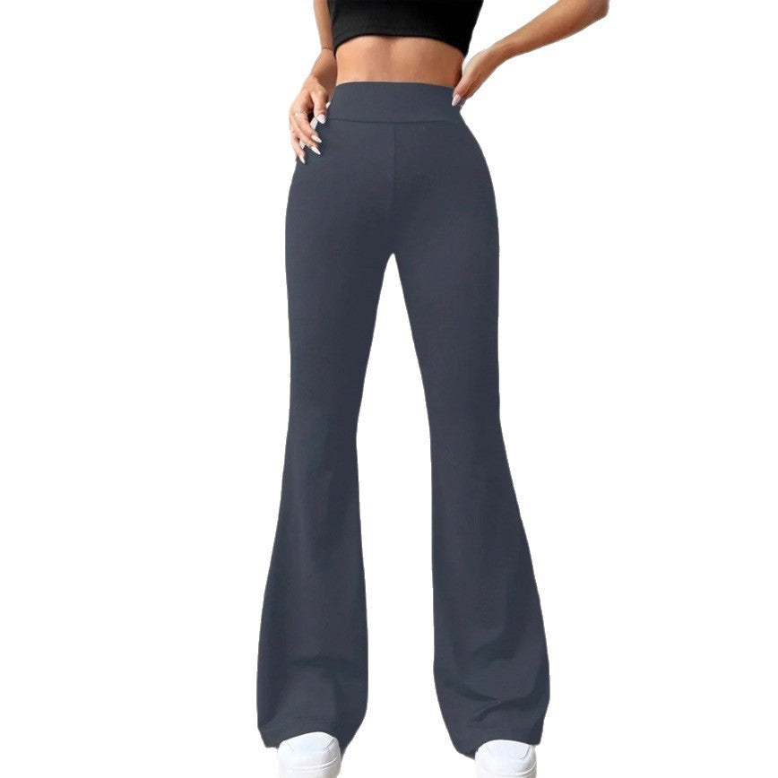 2025 cross-border Europe, America and Amazon new solid color casual high-waisted yoga trousers elastic sports micro-pull pants