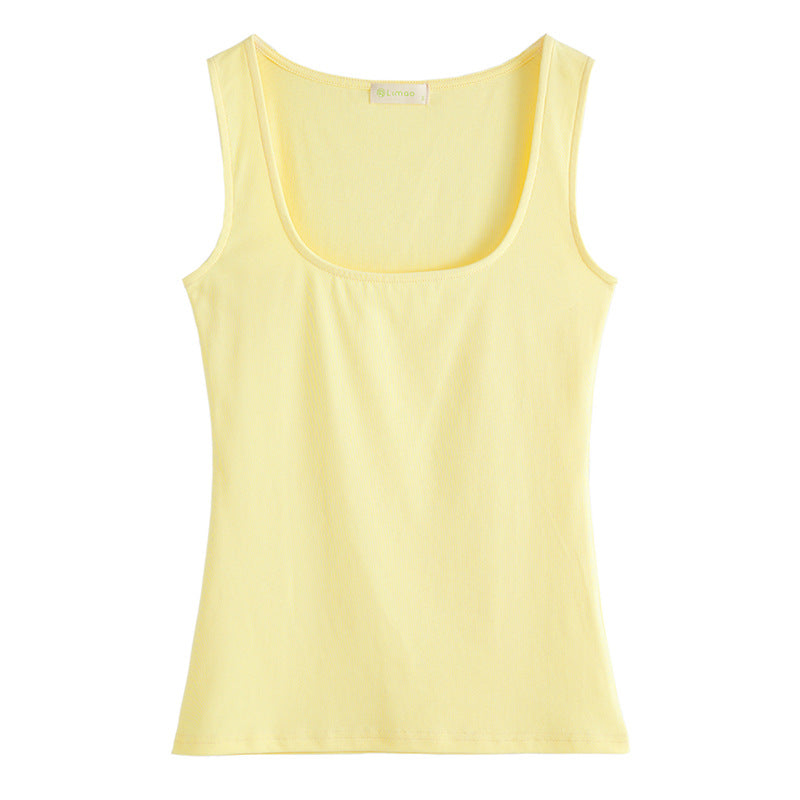 #230G combed pure cotton #wide shoulder strap sexy U-neck suspender vest women's summer pure desire spice girl inner slim top