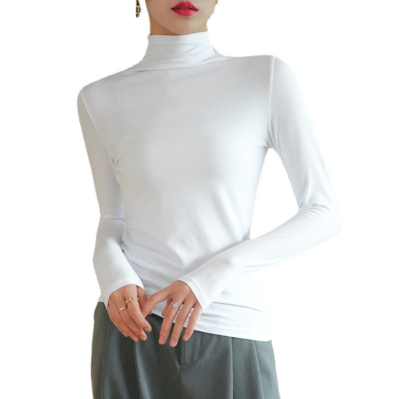 【】Pure cotton slim collar, long-sleeved T-shirt base shirt, women's spring and autumn underwear, basic top, high-temperature setting