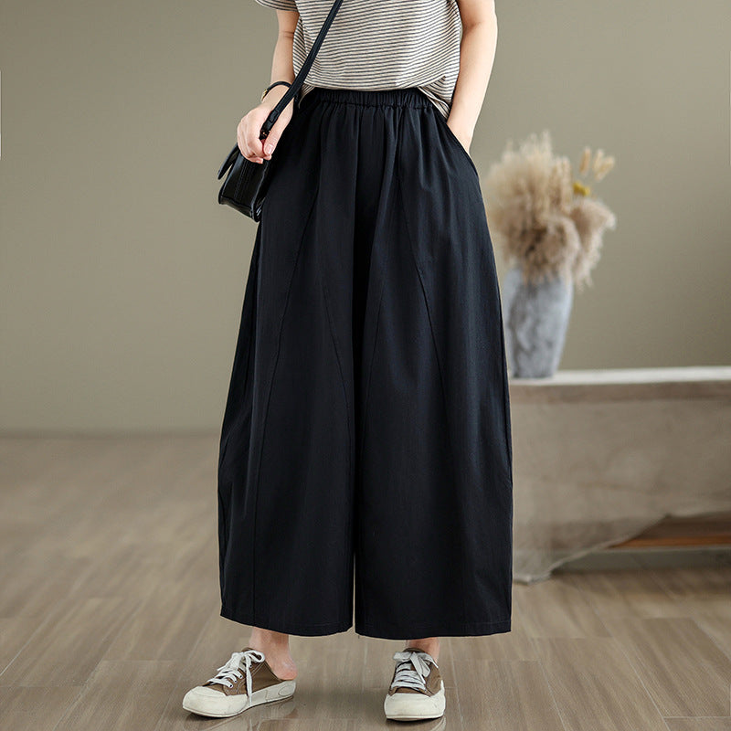 Real shot 2025 summer new Japanese loose wide-leg pants slim three-dimensional large version casual pants women