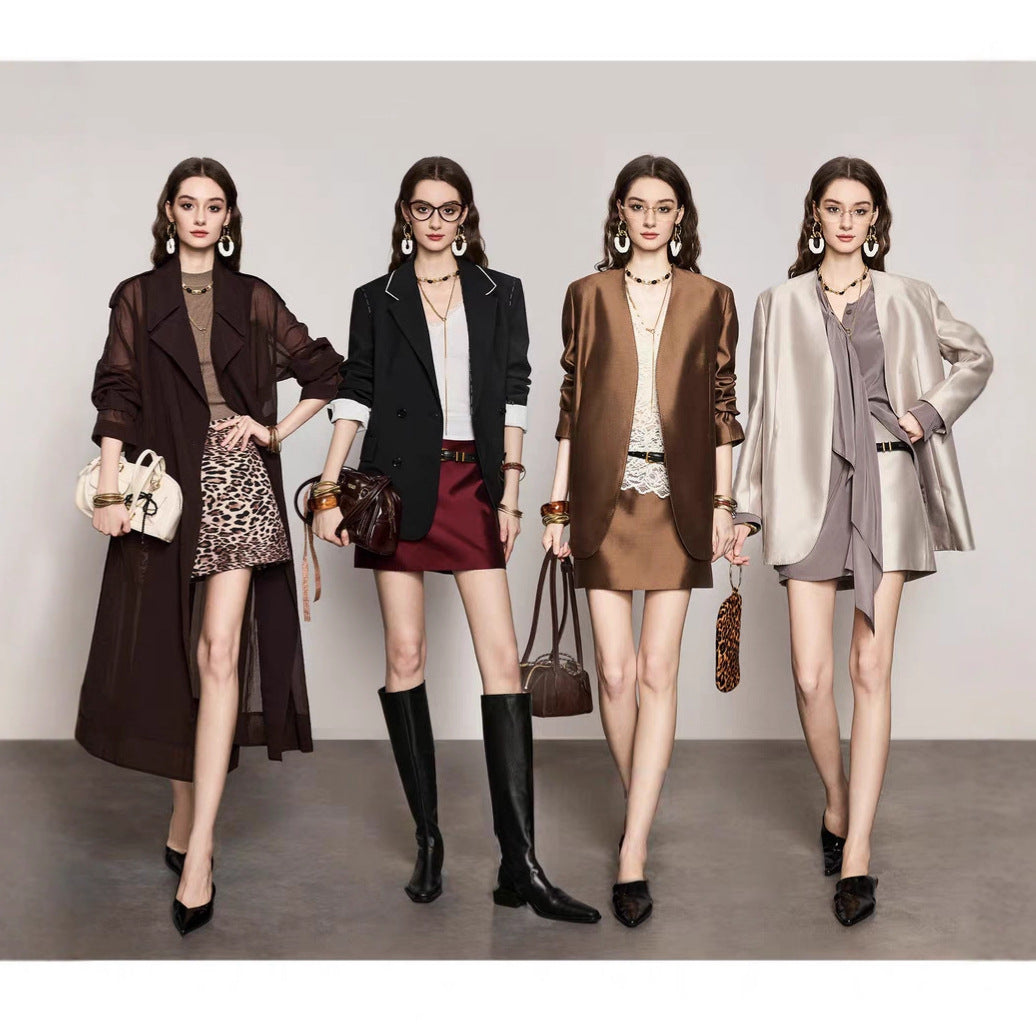 Versatile 40 mmi heavy-duty high-density double-sided silk wool leopard print skirt women's retro short skirt elastic waist a word