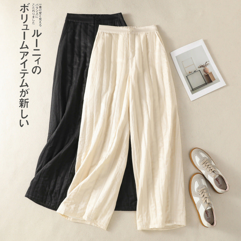 Real shot cotton pants women's winter 2025 new outer wear thickened warm high waist loose wide leg pants
