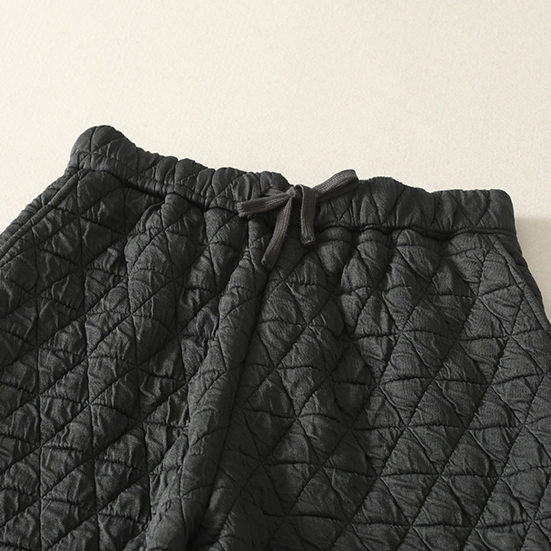 Rhombus drape cotton pants women's winter 2025 new casual warm loose large size wide leg pants