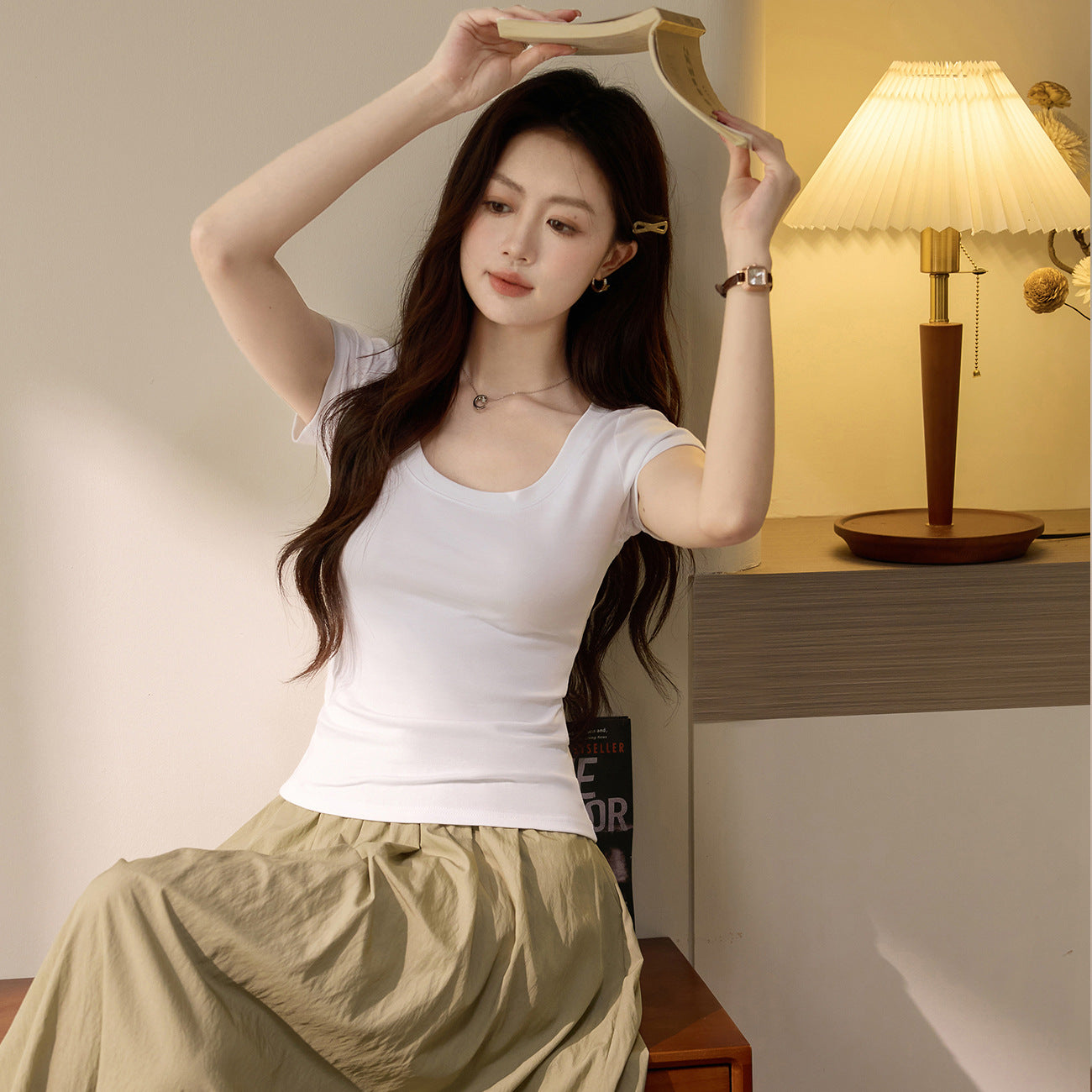 230G pure cotton short-sleeved t-shirt women's 2026 summer new solid color round neck versatile simple bottoming shirt Korean version of women's clothing