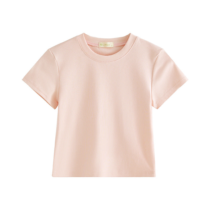 #Combed pure cotton #High waist short T-shirt women's summer 2026 new slim and thin small versatile short-sleeved top