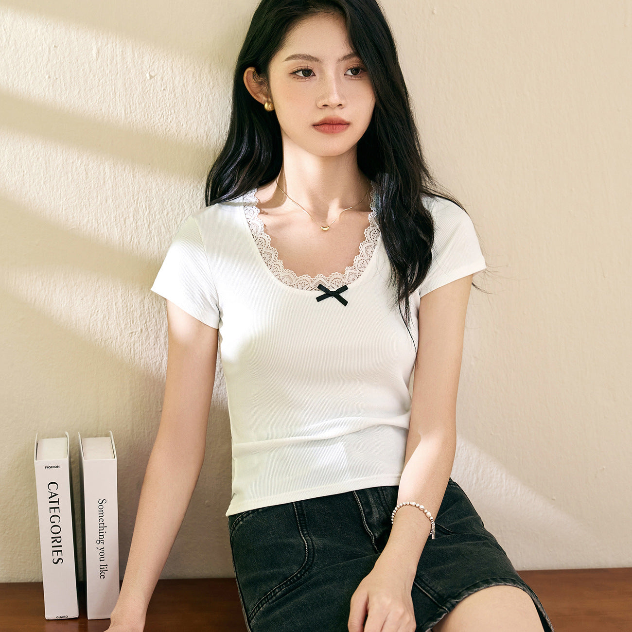 Ballet style pure desire gentle lace T-shirt women's 2026 summer new retro short-sleeved pure cotton bottoming shirt top