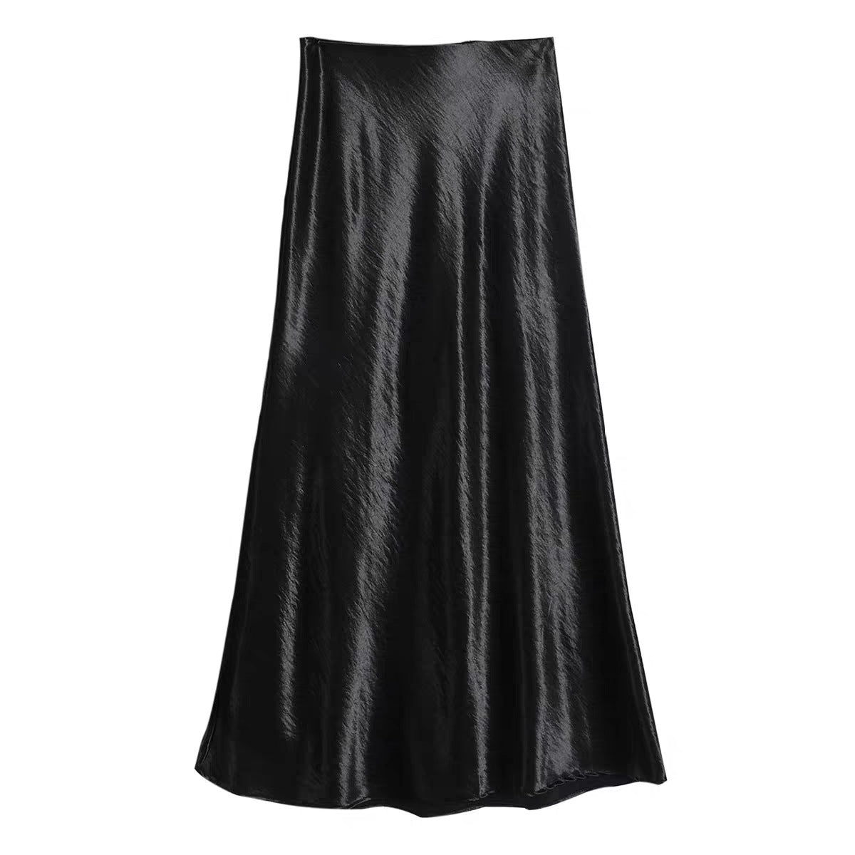 Imported new triacetic acid skirt, women's satin skirt diagonally cut a word acetic acid long skirt, thin and high waist luster