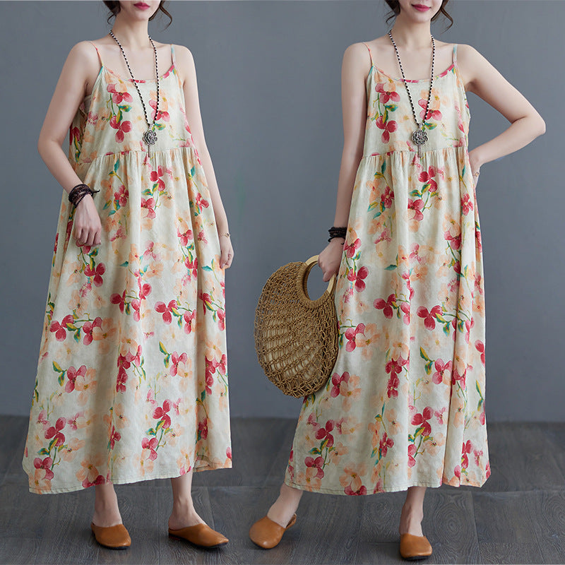 2023 summer new simple idyllic beach skirt pullover sleeveless suspender dress women