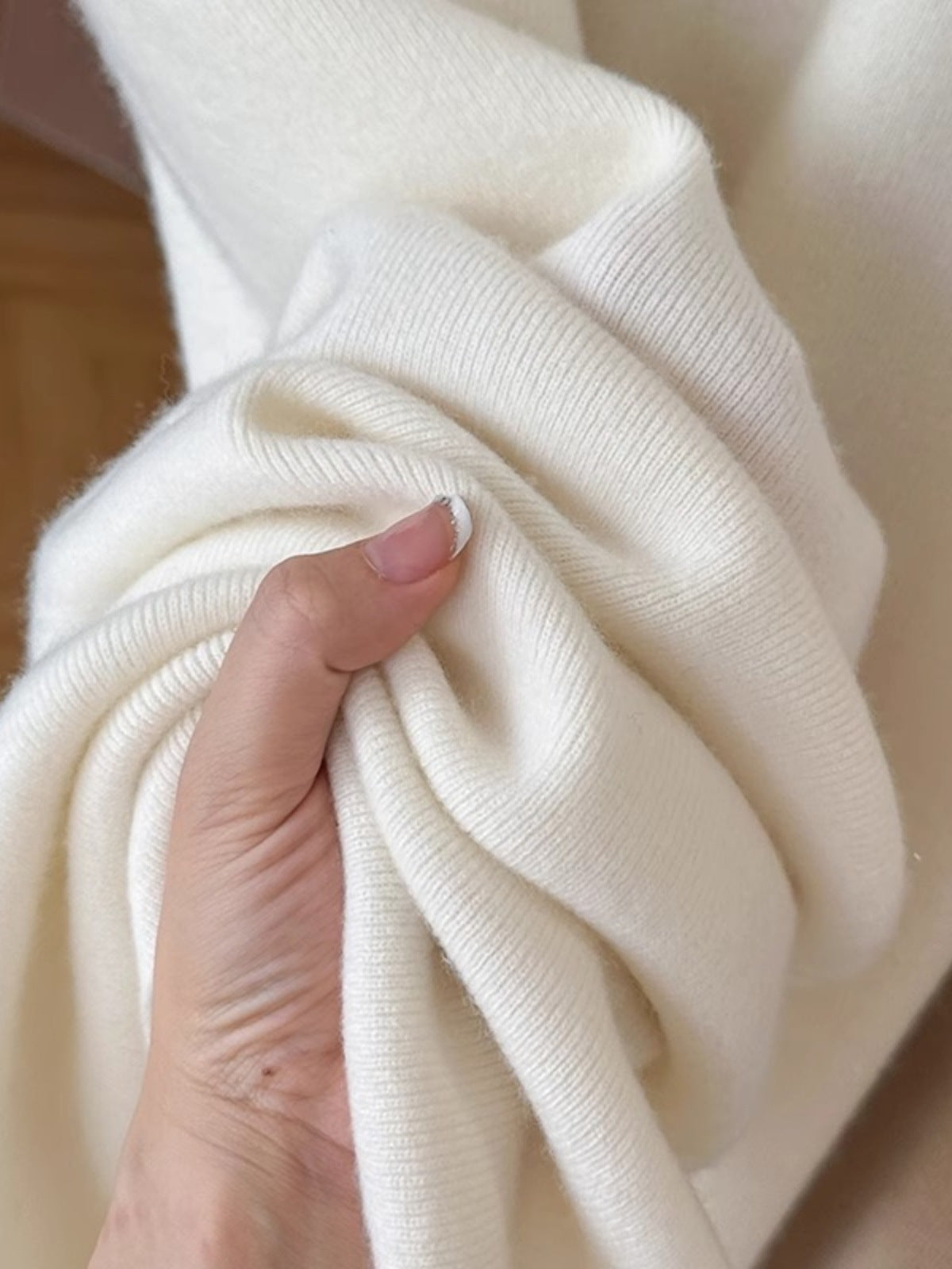 Autumn and winter temperament Australian first-cut wool high-waisted wide-leg pants women's cloud casual soft waxy wool straight trousers