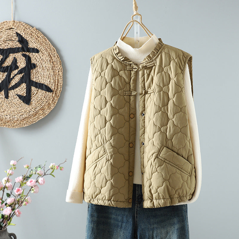 Real shot 2025 new autumn and winter Korean version loose large size retro buckle thickened casual vest women's model