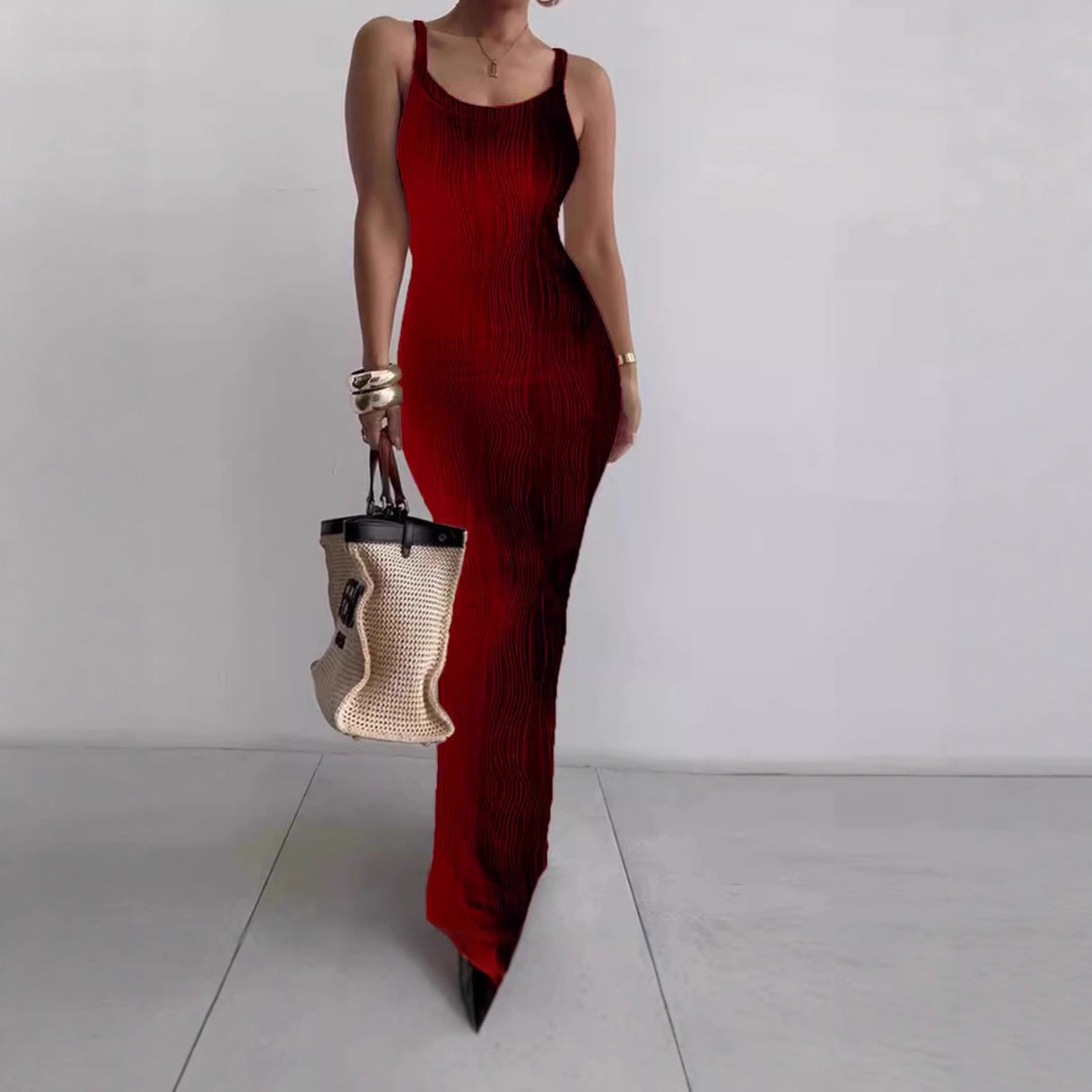 2025 Cross-border e-commerce independent station Amazon European and American women's clothing tight long dress slim sleeveless temperament dress