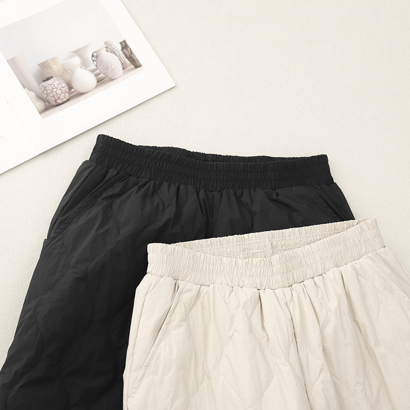 Real shot 2025 winter new high-waisted literary loose thickened trousers casual warm cotton trousers women's outer wear