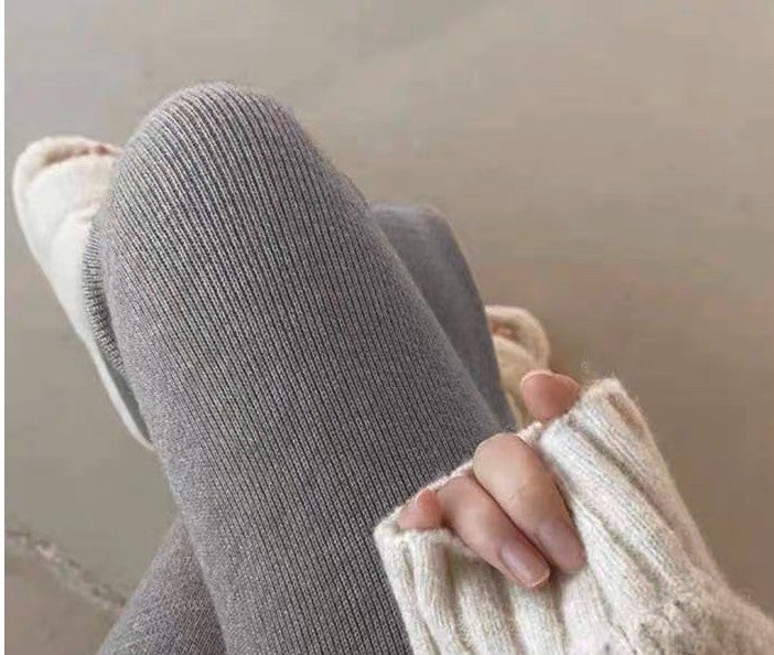 Autumn and winter temperament Australian first-cut wool high-waisted wide-leg pants women's cloud casual soft waxy wool straight trousers