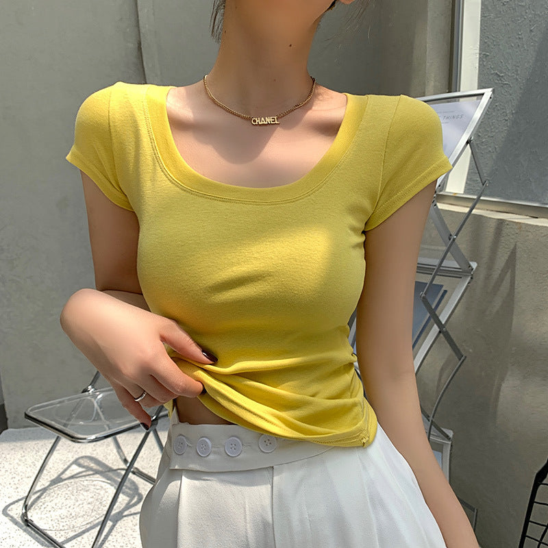 230G cotton short-sleeved women's t-shirt pure cotton 2026 new summer dress slim and thin solid color large size top bottoming shirt