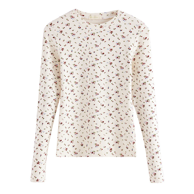 #Excellent selection #Thin velvet polished T-shirt women's floral 2026 autumn and winter new long-sleeved top temperament bottoming shirt