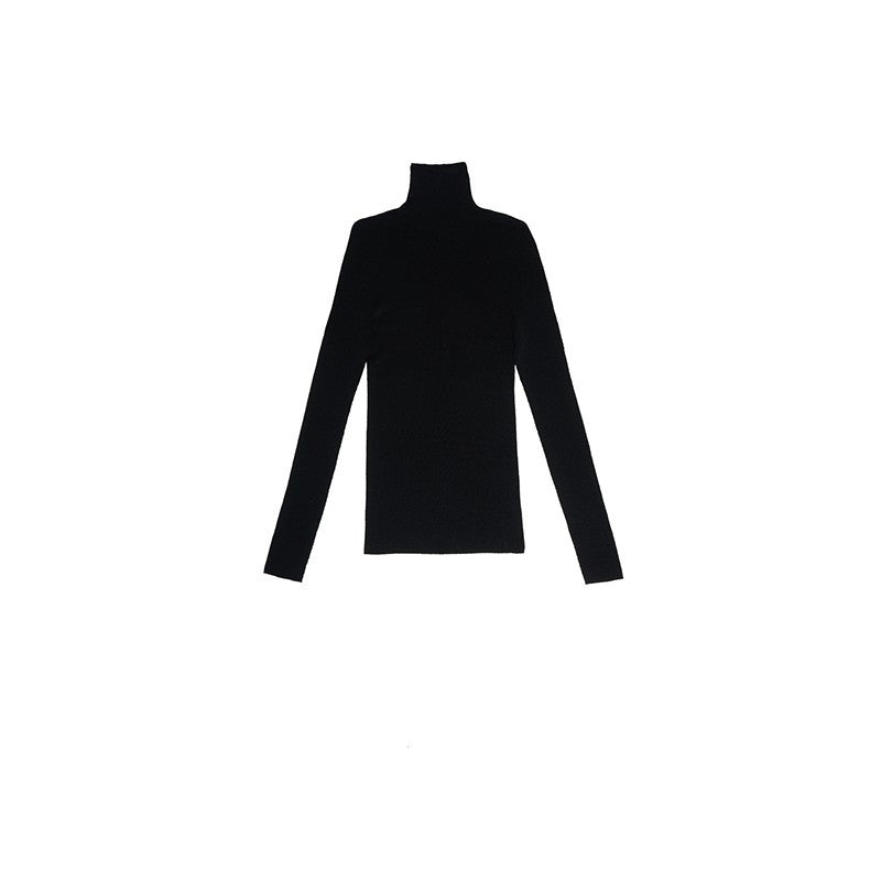 Simplified turtleneck slim-fit wool knitted bottoming shirt for women's autumn and winter high intelligence seamless integration skin-friendly sweater