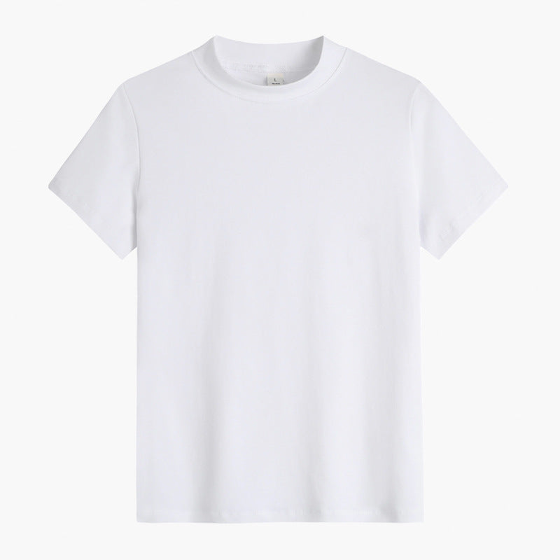 Short-sleeved T-shirt women's summer ins trendy Hong Kong style solid color semi-turtleneck base shirt skinny cropped top slim fit