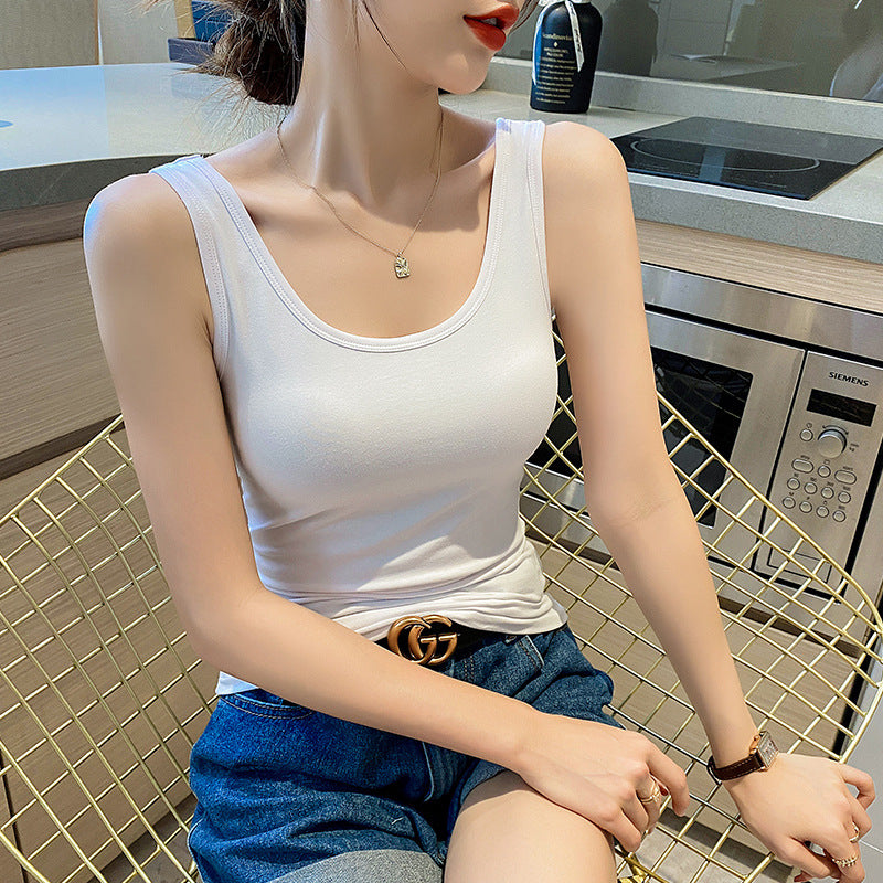 Cotton Slim-fit Vest Women's Inner Suspender Women's Versatile Sleeveless Top Bottom Shirt Trendy Short Cross Vest
