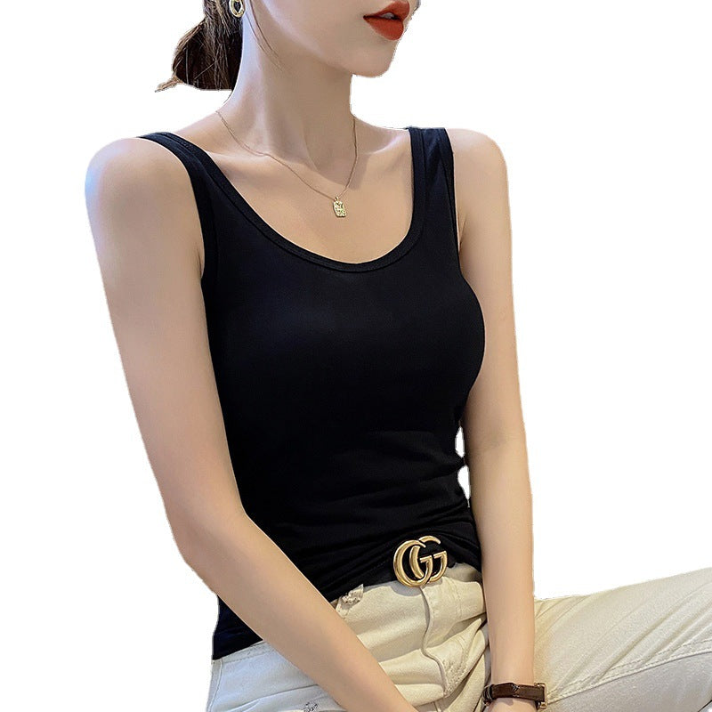 Pure cotton vest women's 2025 summer sleeveless inside and outside wear beautiful back suspender top bottoming shirt cross can be worn outside