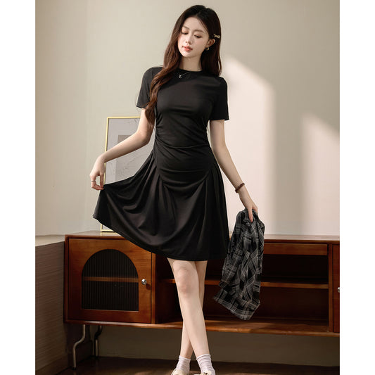 [Tencel Rome & High Quality] Pleated A Pendulum Skinny Temperament Dress Women's Summer 2026 New Short Skirt