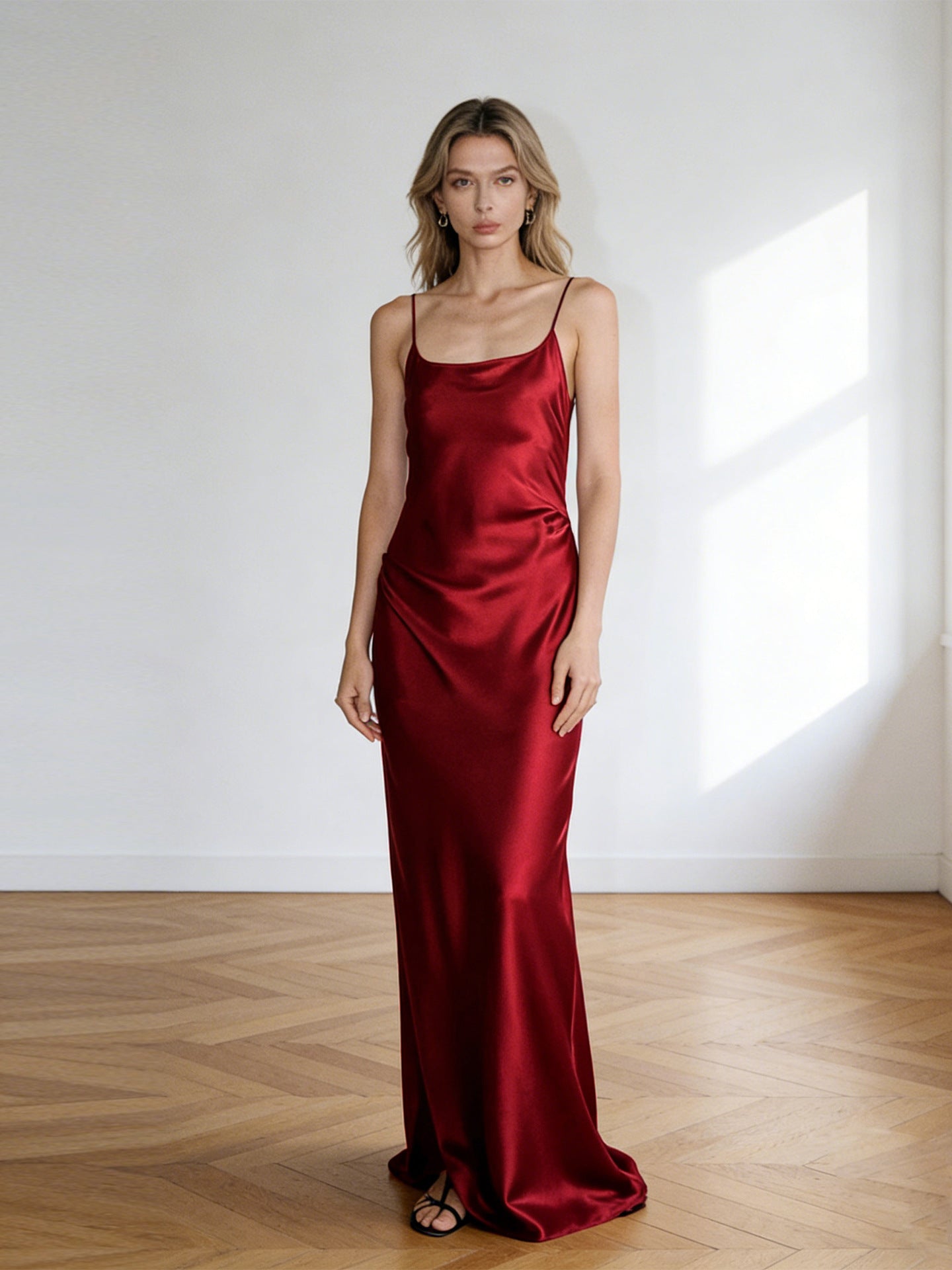 Haute couture imported acetic acid, spring and summer sexy backless star with the same suspender long dress split fork exquisite party dress