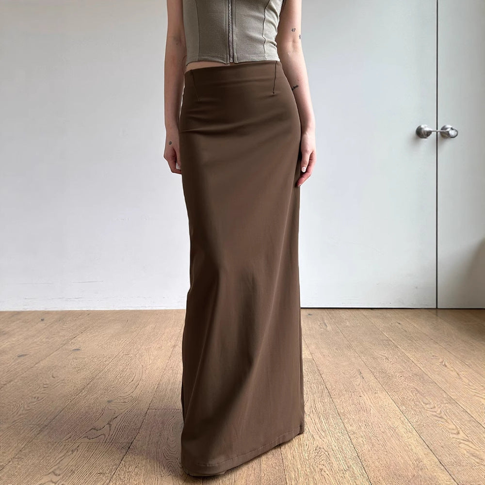 Love cloth forget pure desire retro brown spice girl split hip skirt low waist one piece slim knit dress