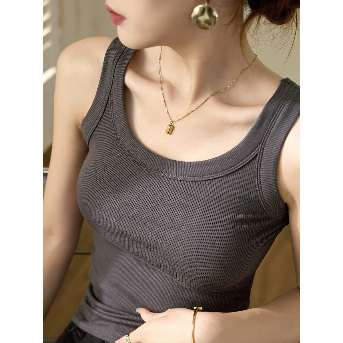 [High quality & no fear of goods ratio] High elastic and thin threaded cotton cover, anti-light inner sling vest for women