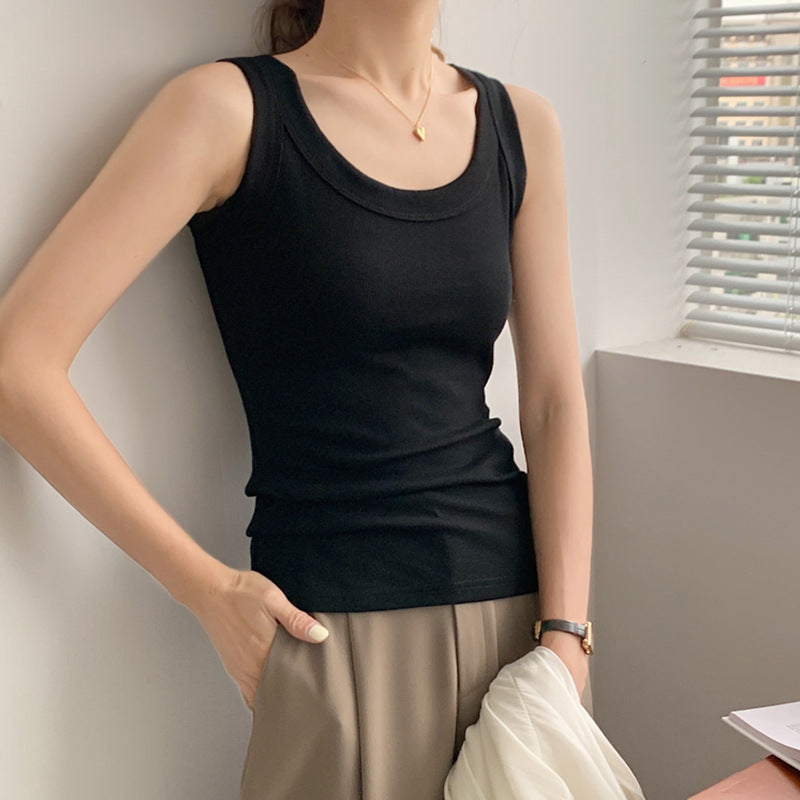 Source Factory 2026 New Summer Clothing Threaded External Wear Anti-light Masking Breast Bottom Sling Vest Women's Inner Tide