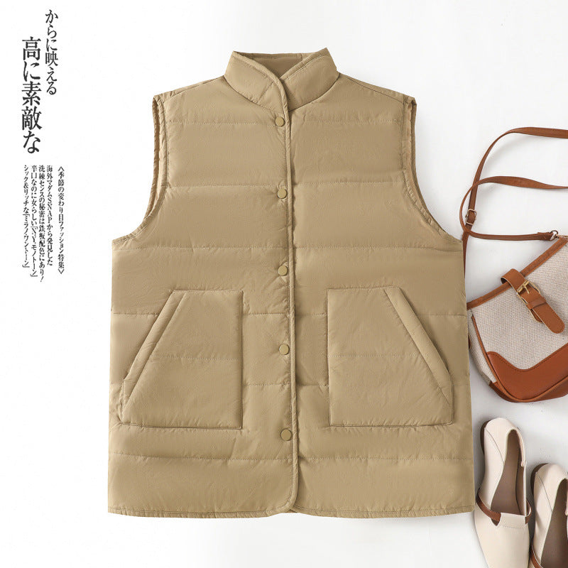 Real shot 2025 autumn and winter new cotton vest women's short vest large size loose outer vest
