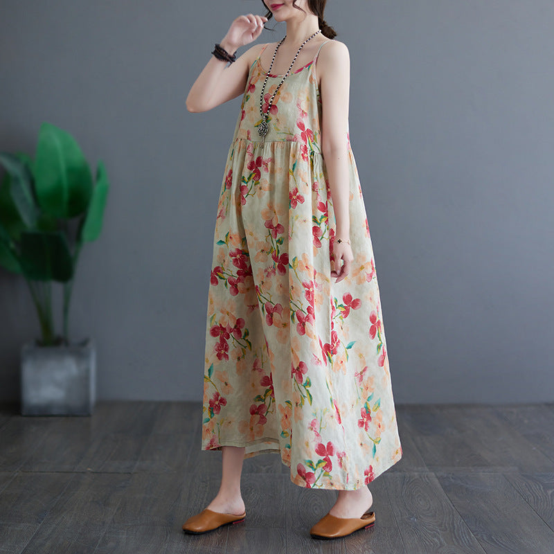 2023 summer new simple idyllic beach skirt pullover sleeveless suspender dress women