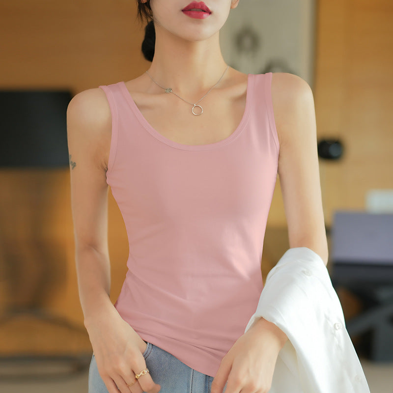 Cotton Slim-fit Vest Women's Inner Suspender Women's Versatile Sleeveless Top Bottom Shirt Trendy Short Cross Vest