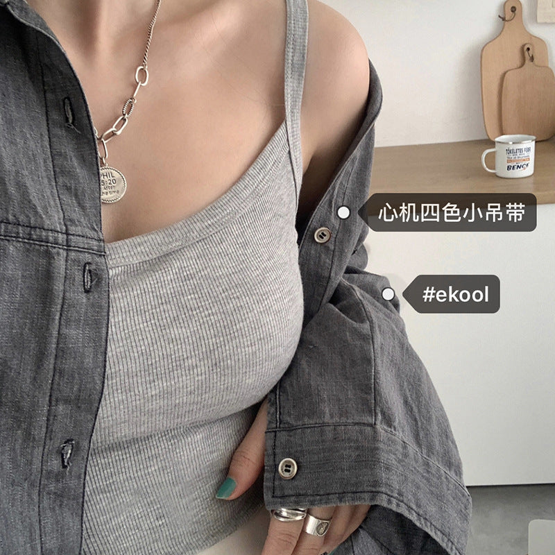 300g高弹螺纹棉冰感修身吊带背心女2026夏短款内搭显瘦百搭打底衫