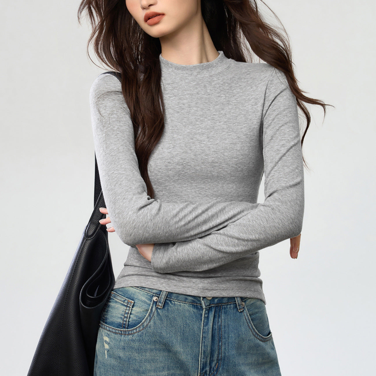 #Refuse to be bloated #Youke silk thin velvet polished crew neck bottoming shirt women's autumn and winter long-sleeved T-shirt warm versatile top