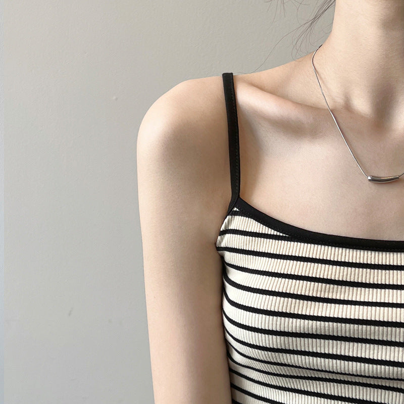 气质高级感条纹吊带背心女夏外穿2026新款修身显瘦百搭纯棉打底衫
