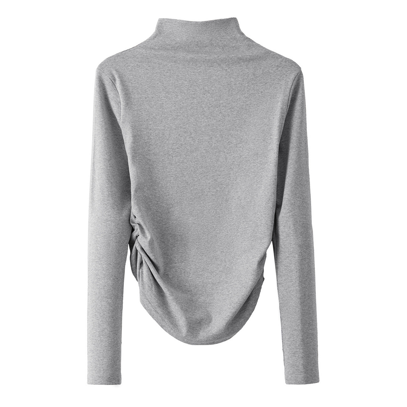 40 combed cotton, protein skin-friendly semi-turtleneck bottoming shirt, women's autumn long-sleeved T-shirt, thin waist pleated top