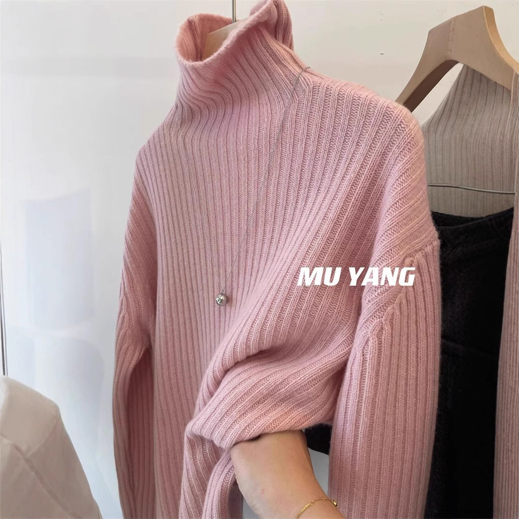 MUYANGA all-wool C-position turtleneck sweater! Thickened pit strips look thin and loose in winter, with a bottomed shirt for women