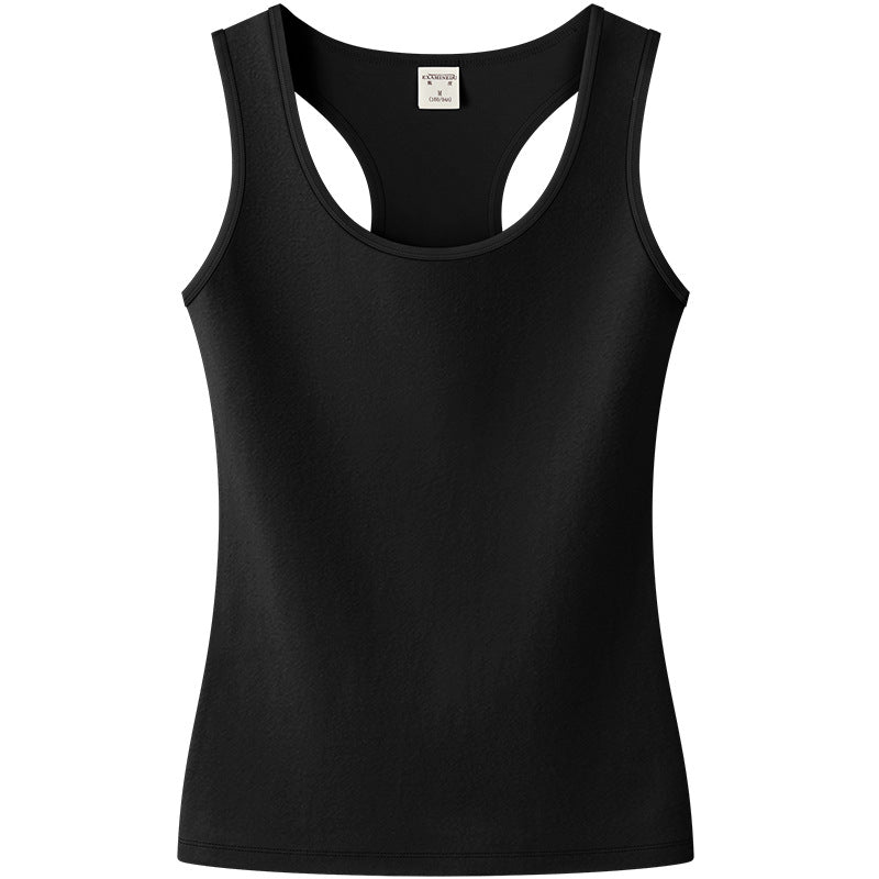 I-shaped vest for women's summer sleeveless tight body, bottom sling inside, outer wear sports fitness fat mm meat covering pure cotton large size