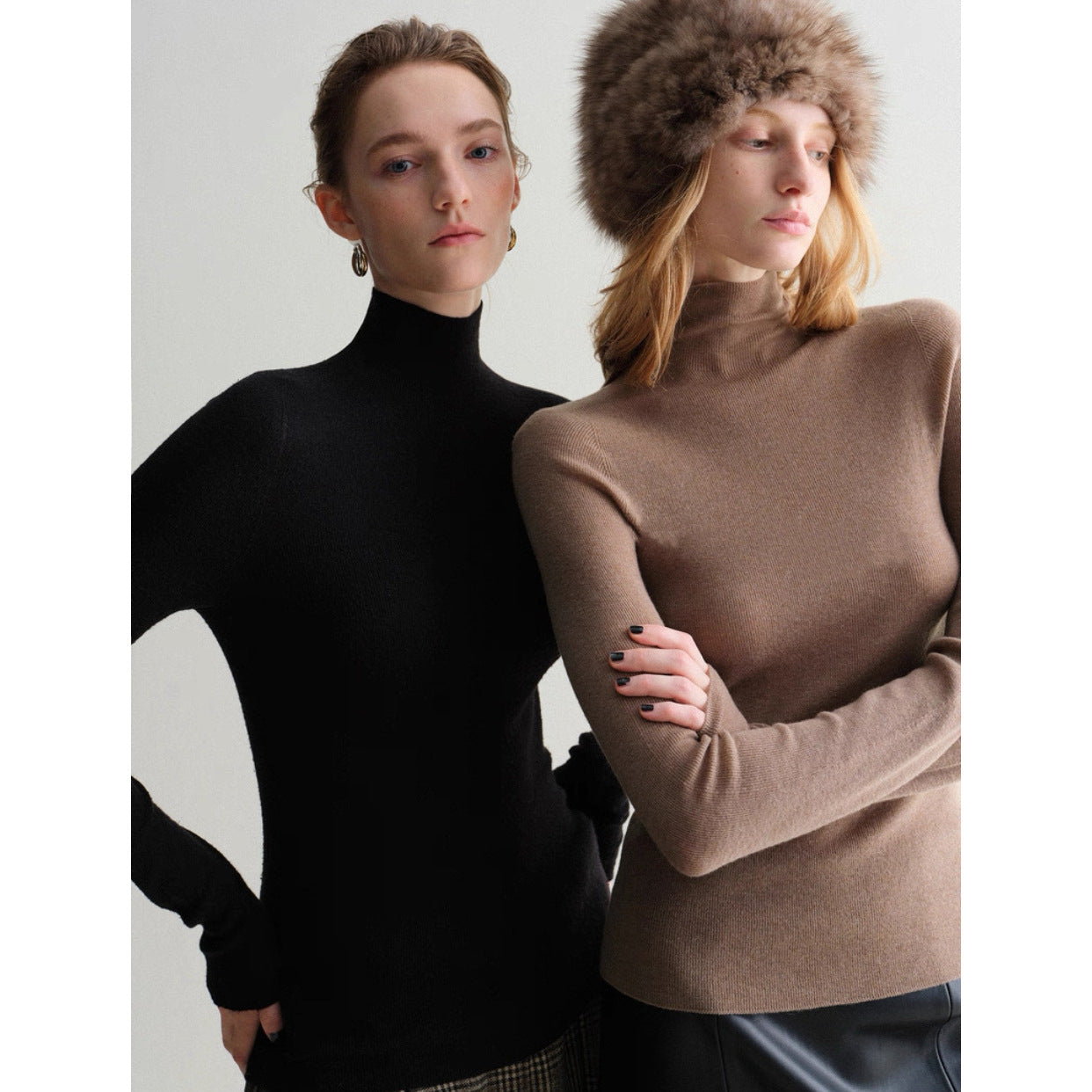 Mogas Skin Enjoy "Soft Gold" Cashmere Mulberry Silk Seamless First Line Ready-to-Wear High Neck Bottom Knitted Sweater
