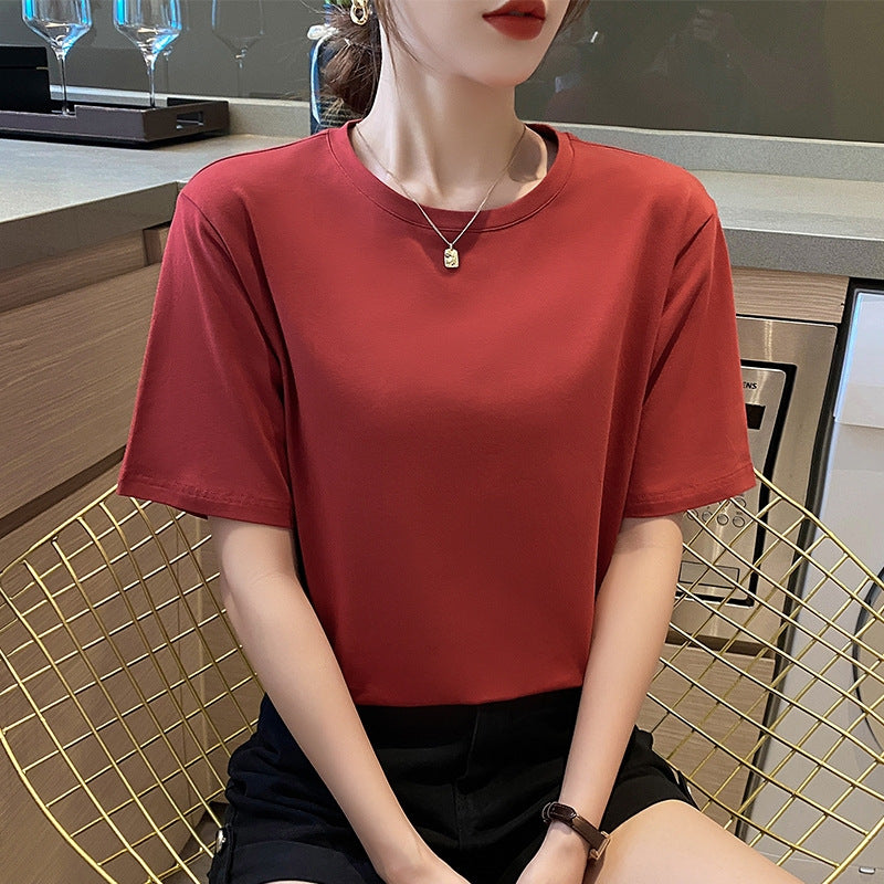 [LOGO Customization] Cotton Loose T-Shirt Women's Short Sleeve Casual Versatile Half Sleeve Large Size Top Comfortable Commuting