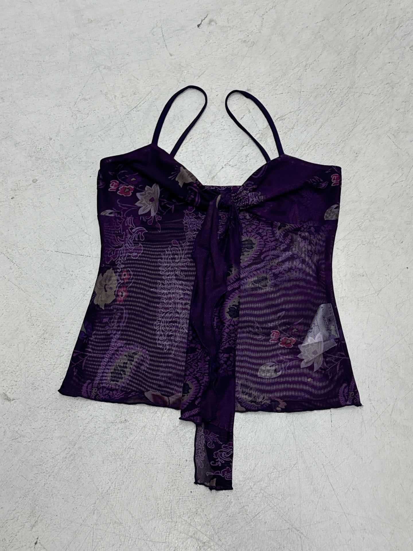 Love cloth forget retro ethnic style print pleated chest strap mesh vest Spice girl sexy suspender top