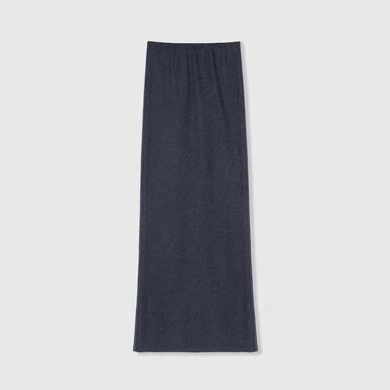 Extremely comfortable knitted wool-blend long skirt elastic high waist rear split harpoon tail skirt drop skirt