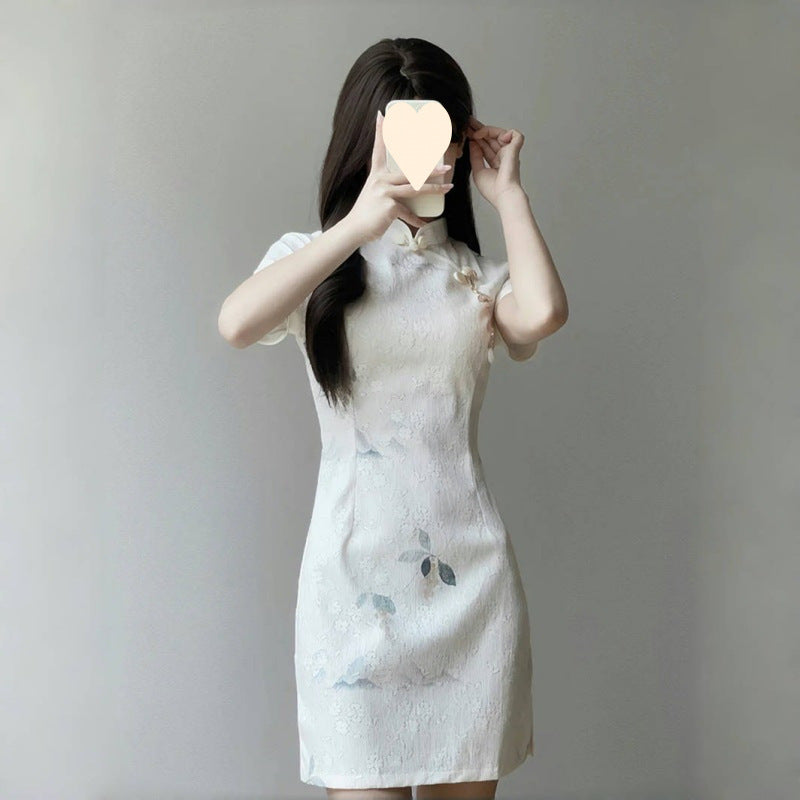 New Chinese cheongsam new 2025 improved version young girl small summer new beautiful dress