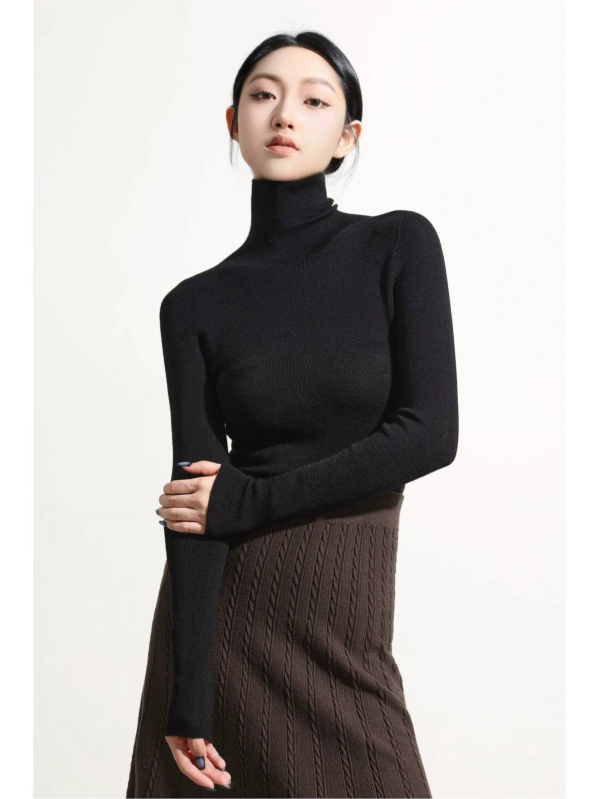 IN BLUE 100 wool! Yangzi yarn seamless machine washable fashion bottoming sweater knitted sweater women's sweater