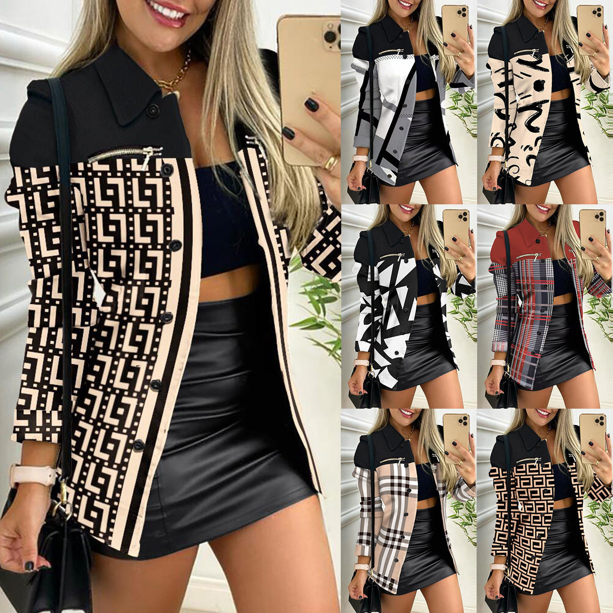 Amazon TikTok women's long-sleeved single-breasted small blazer spring and autumn lapel collar business wear 2025 suit