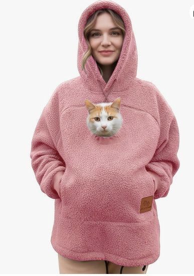 2025 new European and American fleece people pet one men and women the same hipster hooded loose casual warm sweater